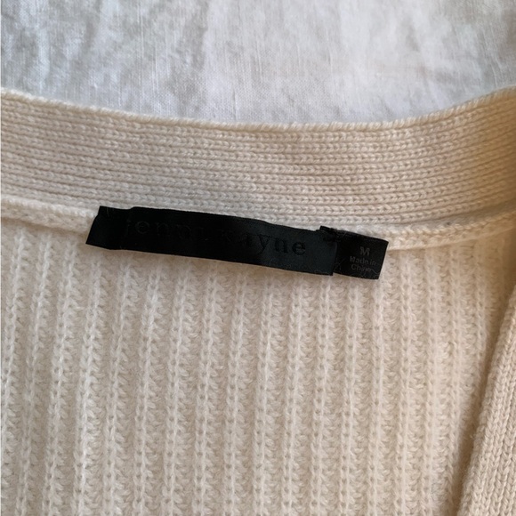 Jenni Kayne Cropped Cashmere Cocoon V Neck Knit Cardigan Sweater Ivory - Picture 4 of 9